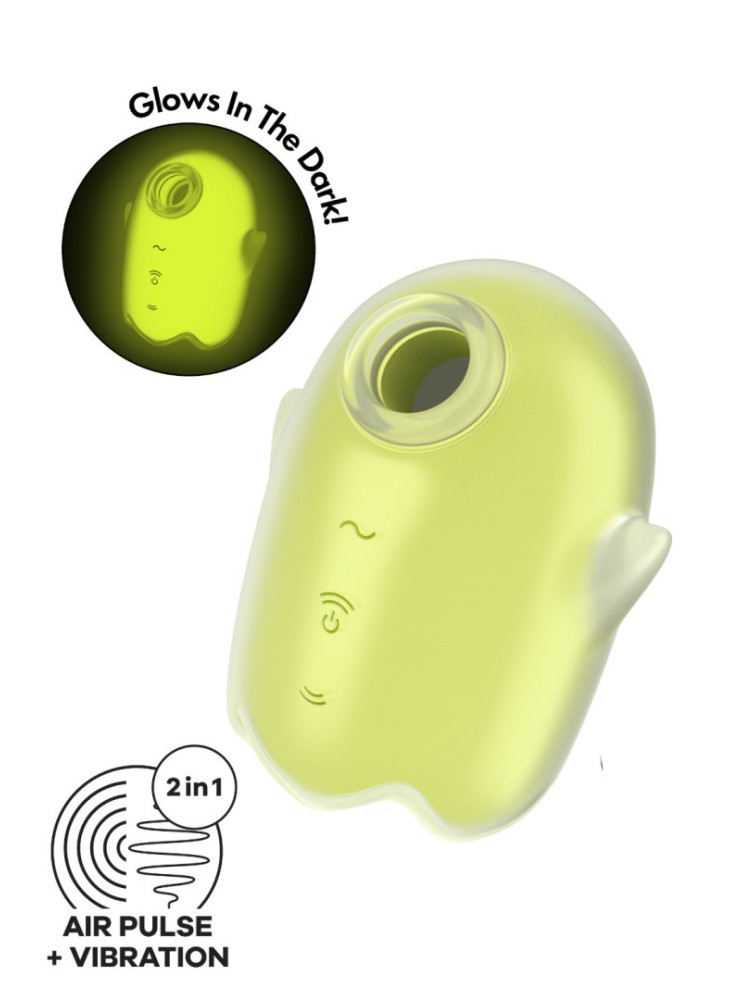 Stimulateur de clitoris fluorescent vibration et air pulsé USB vert Glowing Ghost Satisfyer - CC597852